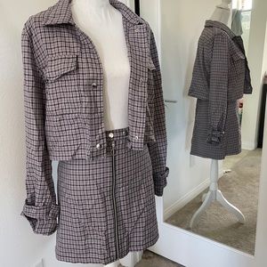 Plaid lavender/black skirt and jacket set